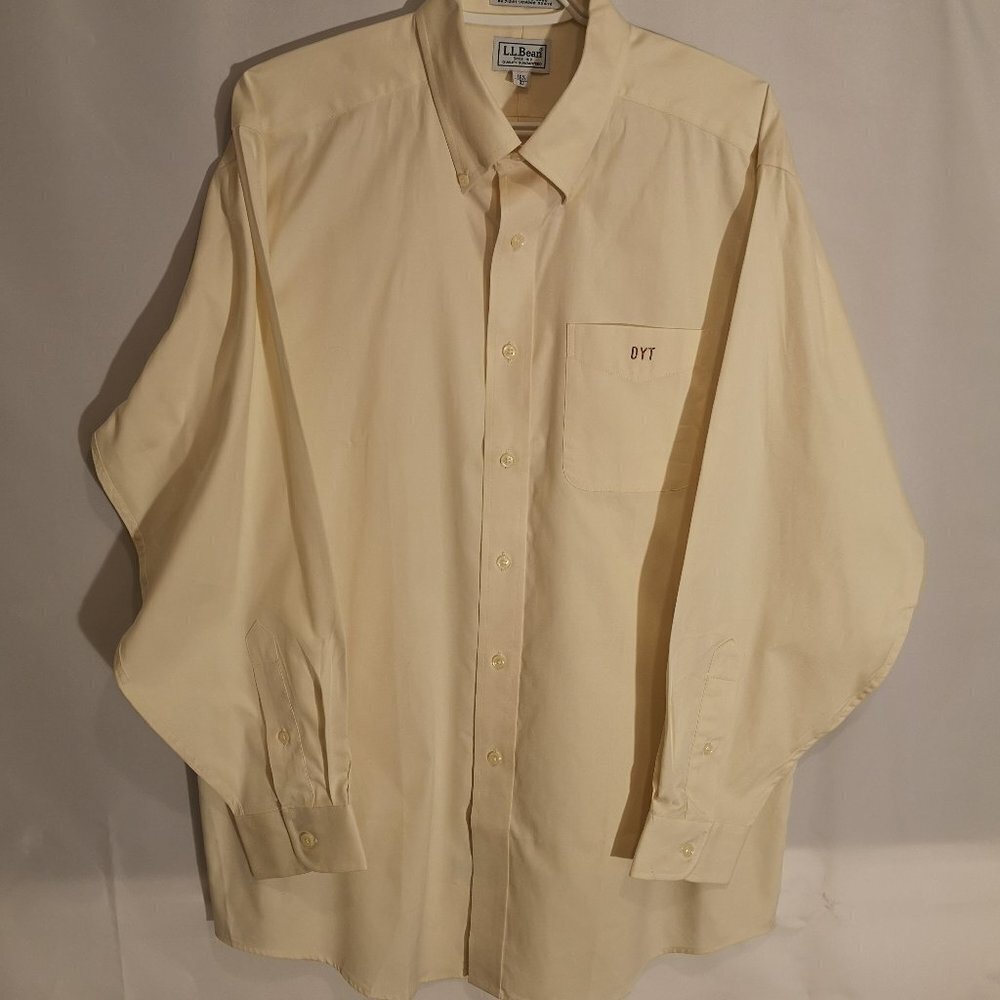L.L. Bean Men's Size 16.5 Ivory Button Front, Collar & Cuffs Dress Shirt